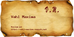 Vahl Maxima névjegykártya